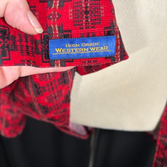 Pendleton Mens Corduroy Western Aztec Print Shirt Pearl Snap Up Pocket Shirt L - Picture 9 of 9